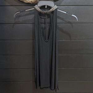 Express Black Sleeveless Top with Sparkling Detail